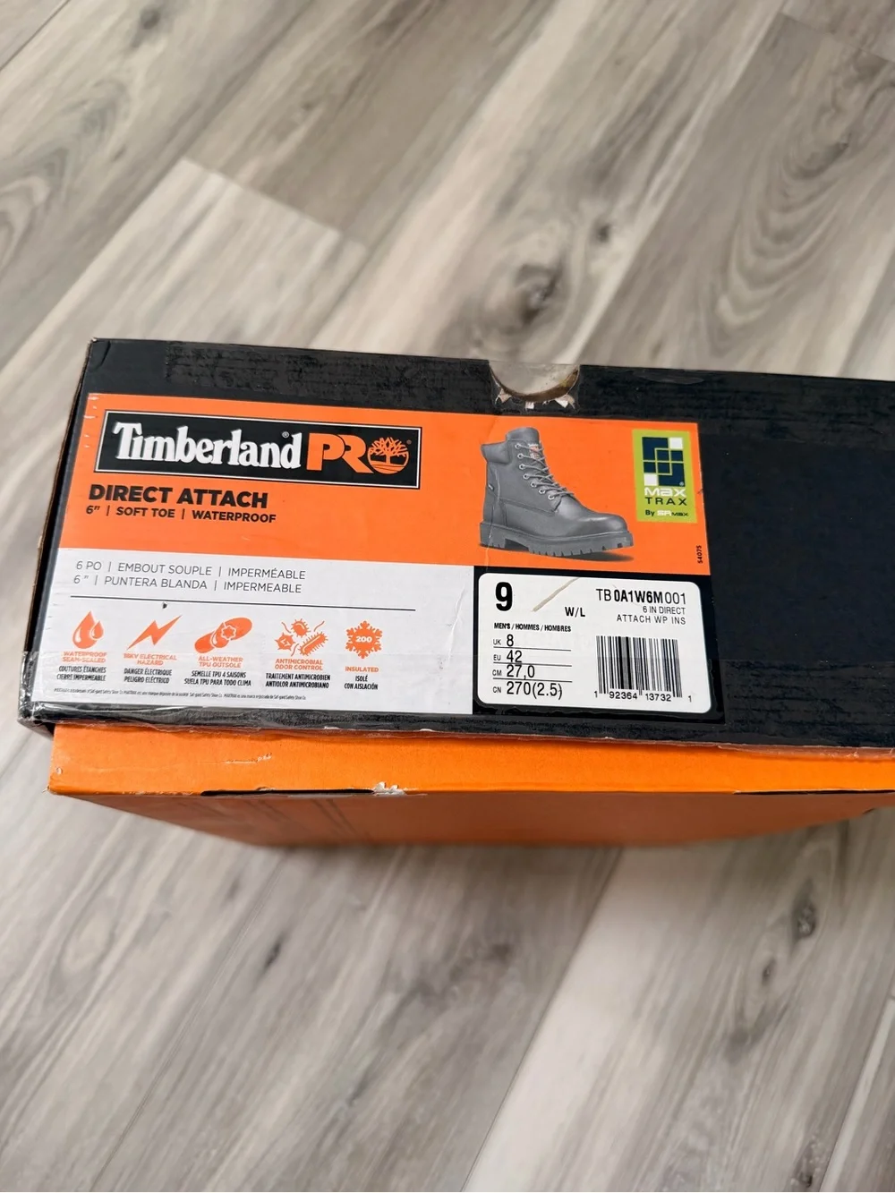 NWT Timberland PRO Direct Attach 6” Waterproof Soft Toe Work Boots 9W Black